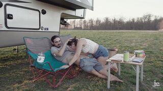 Would you go camping with us? Quick outdoor fuck PAWG creampie