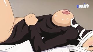 Tanjiro wakes up from a coma to fuck his nurse who surprises him with her big tits and a delicious b