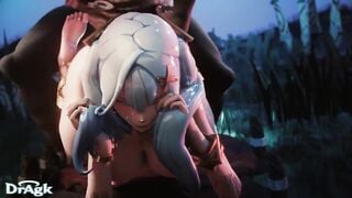 Faruzan Genshin Impact Girl Gets Creampied after Mating press and raw doggystyle by Hilichurls HD 3D