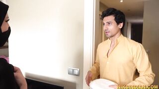 Muslim stepsister in hijab sucks cock, fucks and swallows cum of stepbrother 2