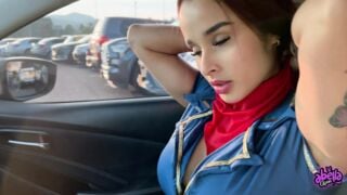 COLOMBIAN AIR HOSTESS sucks dick in the AIRPORT and then gets FUCKED! SEX -Abella olsen