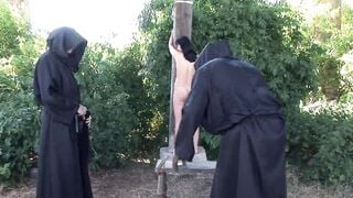 This stunning girl gets her punishment from two kinky dudes