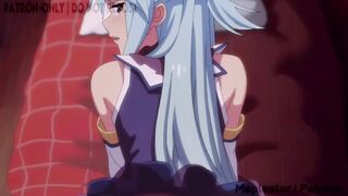 Aqua loses a bet with Kazuma and has to pay