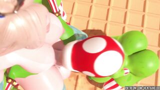 FUTA Princess Peach cumming from deepthroat blowjob 3D animation 2