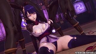 Genshin Impact raiden gangbanged and creampied in her tight pussy