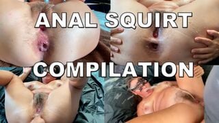 ANAL SQUIRT COMPILATION. SQUIRTING POURS ON THE FACE INTO THE MOUTH. HAIRY PUSSY AND GAPING ANAL. MOANING ORGASM ANAL