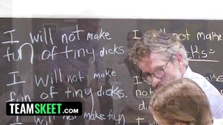 INNOCENT HIGH - Bad Girls Gracie Gates & Athena Heart Share Teacher’s Cock in Dick Down Detention