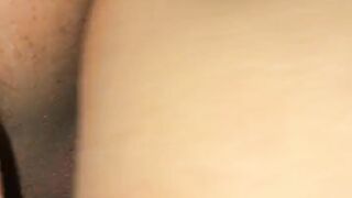 Filling M's pussy with cum doggy style