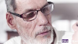 Morbid husband fucks his wife's stepsister while she is not at home