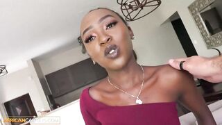 Tiny black teen believes casting agent and ends up fucked hard on a couch!