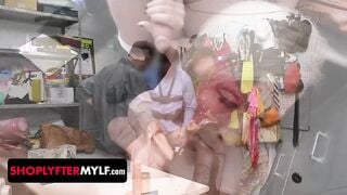 Horny Mif Gets Caught and Passed Around by a Guard, Two Store Owners and Her Stepson! - Shoplyfter MYLF