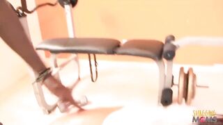 Big tits wife hires a new trainer while husband is away