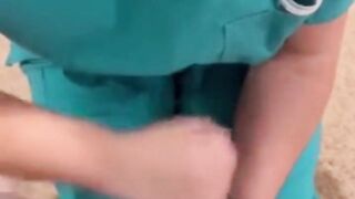 Horny sperm bank nurse in Texas does anything to get the sample even fucks and the end