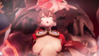 Eula Jean and Amber get a Hardcore sex session with Mitachurls - Genshin Impact - Extended 60FPS