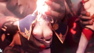 Eula Jean and Amber get a Hardcore sex session with Mitachurls - Genshin Impact - Extended 60FPS