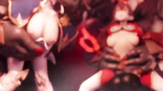 Eula Jean and Amber get a Hardcore sex session with Mitachurls - Genshin Impact - Extended 60FPS