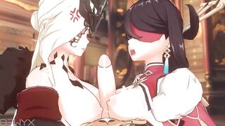 Beidou and Signora Threesome Titfuck and Cumshot