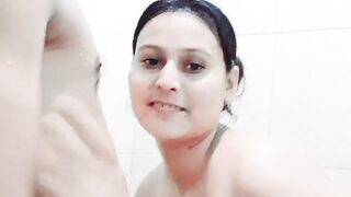 Couple bathroom scene both are facing suffer from fever