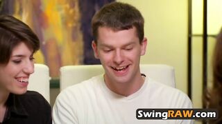 Cuties throwing in a foursome to taste dick