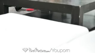 PUREMATURE THICK MILF threesome with two big dicks