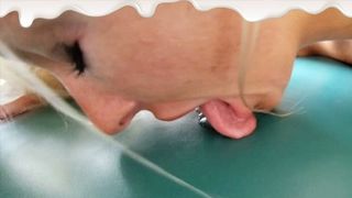 GIRL EATS RECYCLED CUM - LICKS CUM DRINKS CUM AND FINGERS HER CREAMPIE