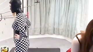 Bondage Doll on Treadmill Plugged and Vibed