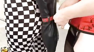 Bondage Doll on Treadmill Plugged and Vibed