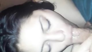 I look into the Camera as I Shove his Dick down my Throat