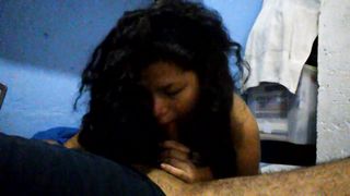 The Busty Girlfriend of my Friend Sucks me and makes a Russian Handjob