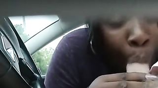 Black BBW street hooker car blowjob and CIM