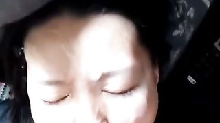 HUGE Cumshot Facial on Japanese Face after Deepthroat