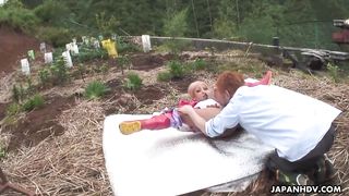 Asian outdoor slut gets to be fucked from the back hard