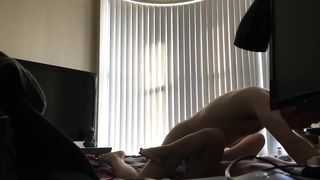 Young Asian gives boyfriend morning sex on hidden camera