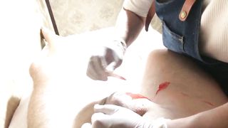 Brazilian Waxing of a big Dick  Part 3 Waxing the Shaft.MOV