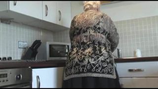 Sweet grandma shows hairy pussy big ass and her boobs