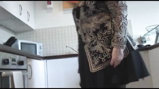 Sweet grandma shows hairy pussy big ass and her boobs