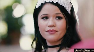 Cockriding MILF teaches young maid fucking