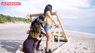 LETSDOEIT - French Babe Fucks A Voyeur On The Beach
