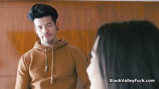 Fucking sweet ebony pussy while gf is home