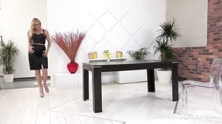 Blonde wets herself and plays with piss! - Pussy Pissing