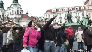 Granny tourist gets picked up and pounded