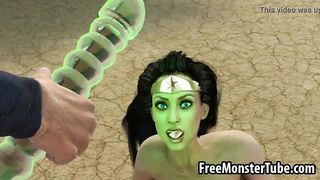 3D Wonder Woman sucking on Superman's hard cock