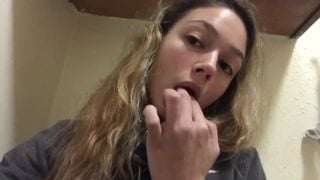 Sexy Blonde Cums while Family is in next Room