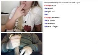 Omegle blonde shows tits and makes me cum on cam!