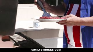 FamilyStrokes - Hot Busty MILF Joins Step-Son for Threesome