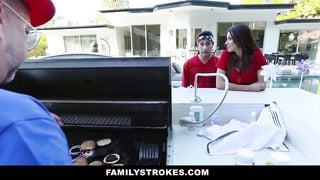 FamilyStrokes - Hot Busty MILF Joins Step-Son for Threesome