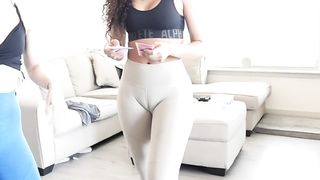 Perfect Booty Girl Trying on Leggings with Huge Cameltoe