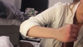 White Girl gives BBC Sloppy Blowjob