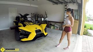 Roadside - Penelope Sits her Tight Pussy down on our Mechanics Thick Dick