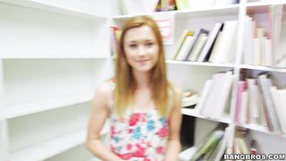 Tiny Redhead Sucks your Dick in the Library POV